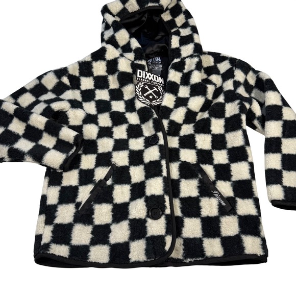 DIXXON Flannel NWT Buffalo Checkered Flag Fleece Hooded Jacket Women's XS grunge